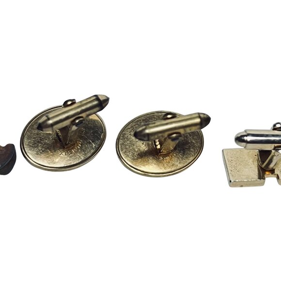Lot Of 3 Vintage Gold Tone Cufflinks (6068) - Picture 7 of 8